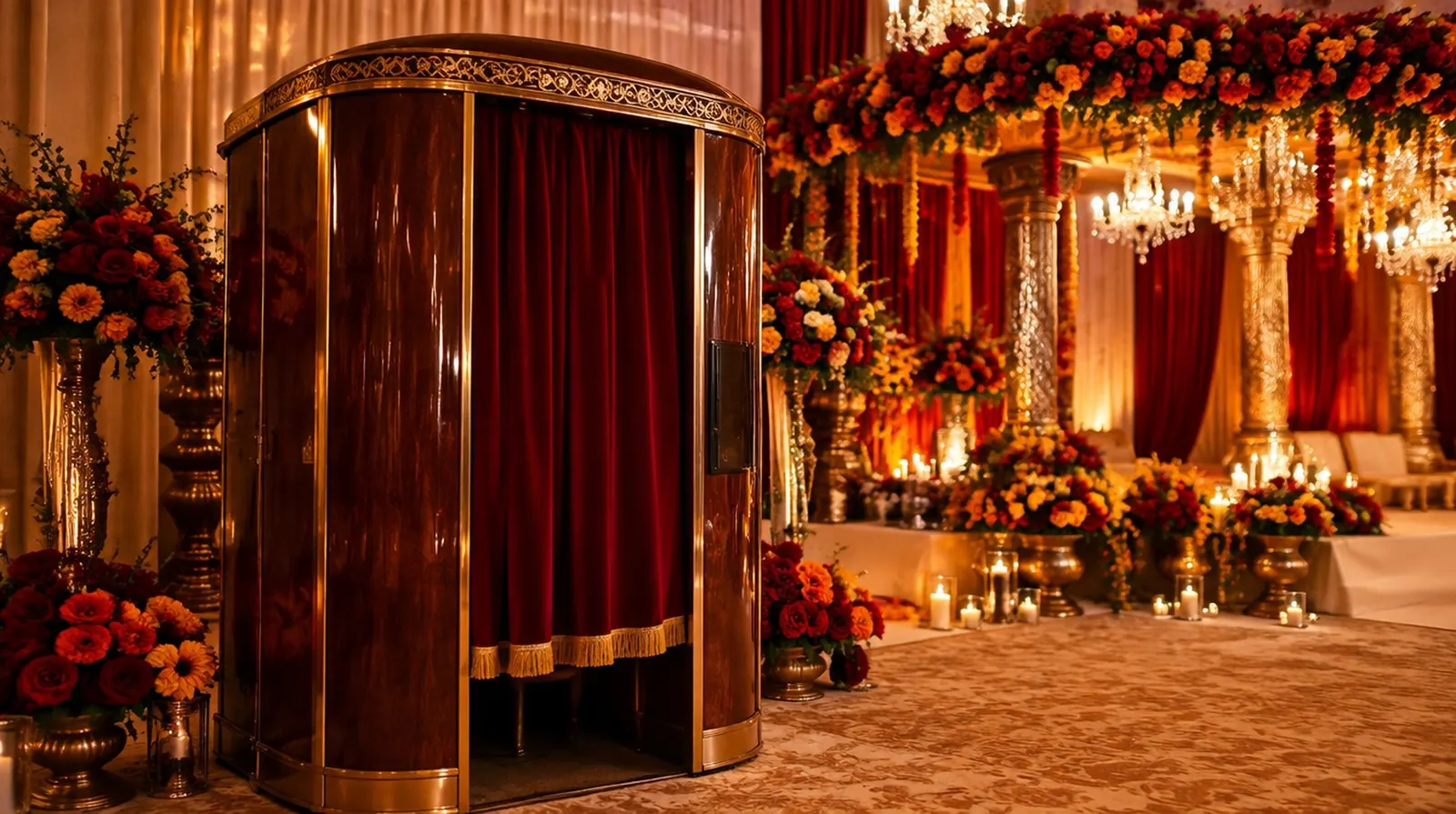Vintage photo booth at a wedding reception