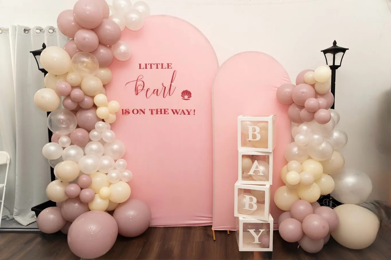 Balloon arch with custom backdrop